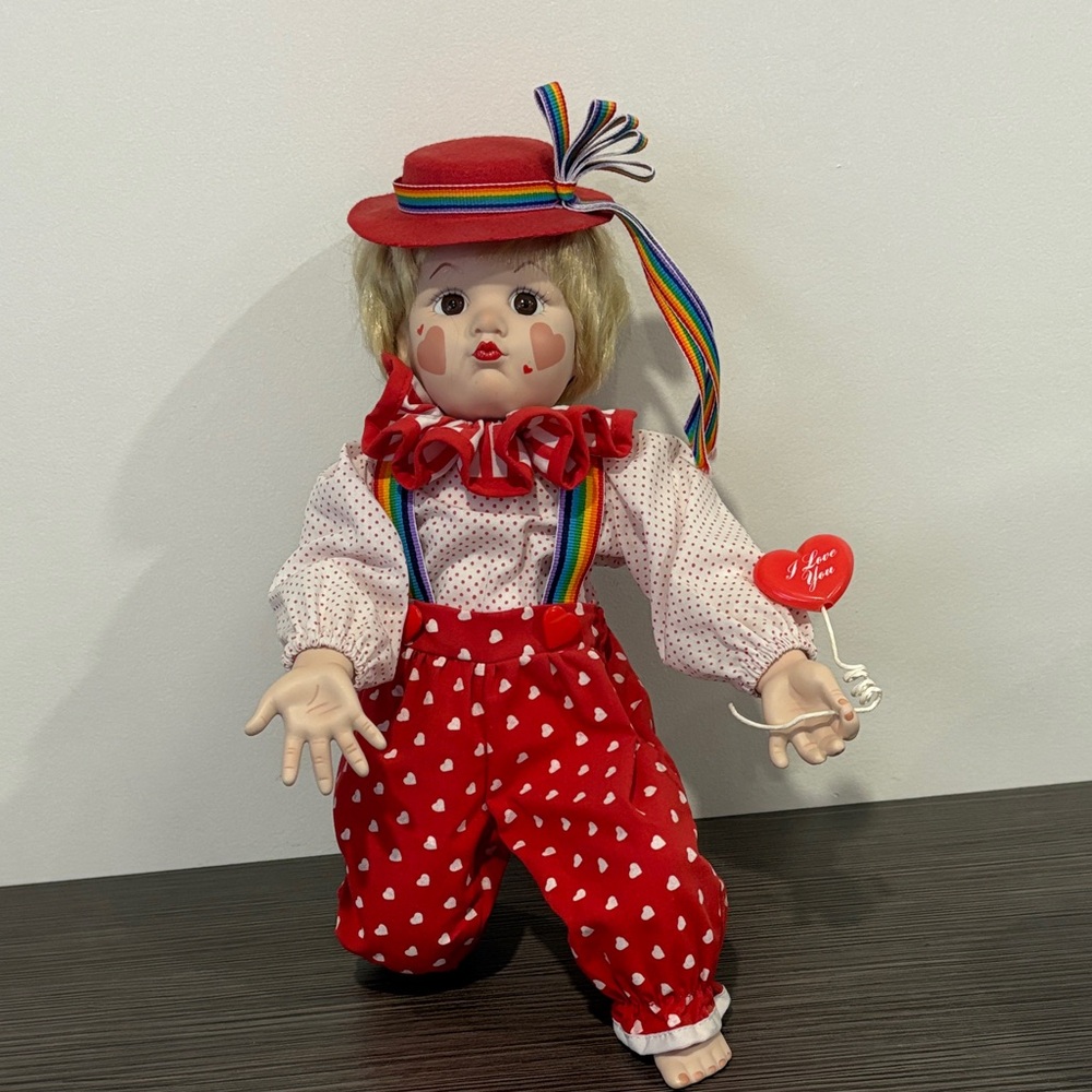 Colorful Clown Doll with Heart Pattern